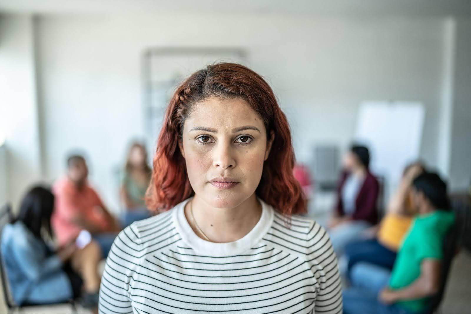 Woman in a group therapy session
