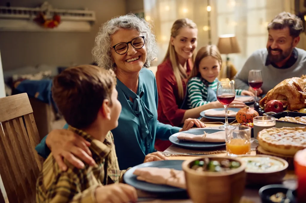 A family gathers for holiday meal at Sagewood.