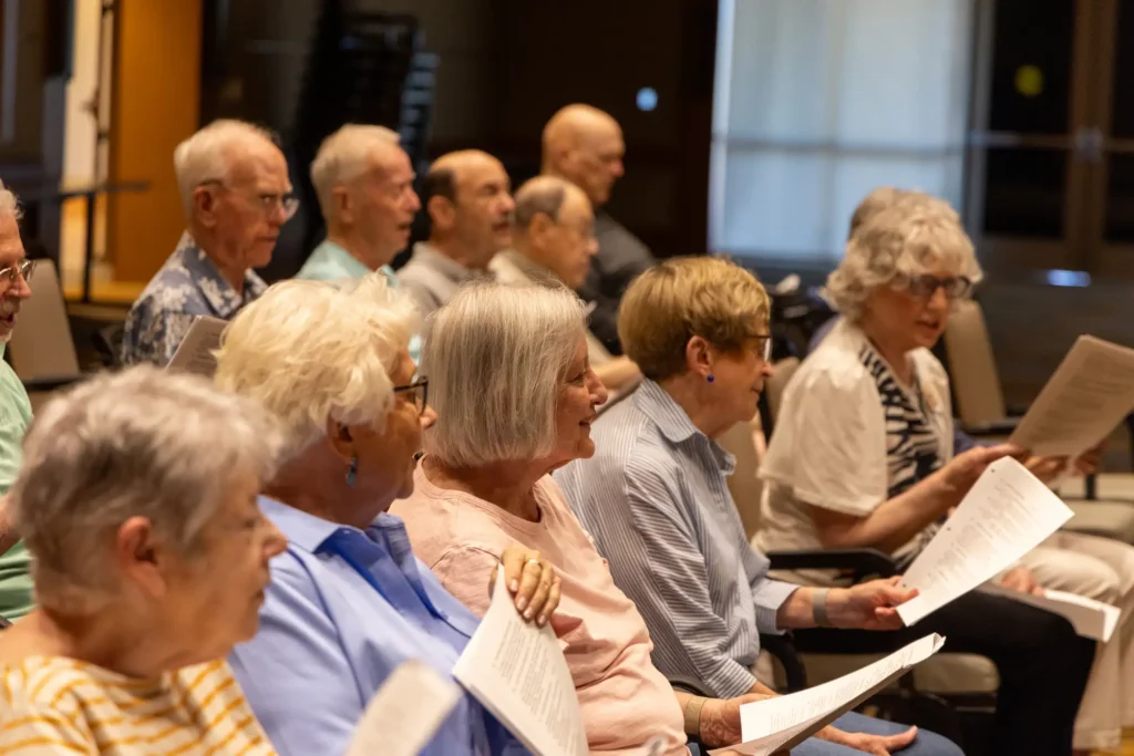 senior residents at Sagewood reading a script in Phoenix, AZ.